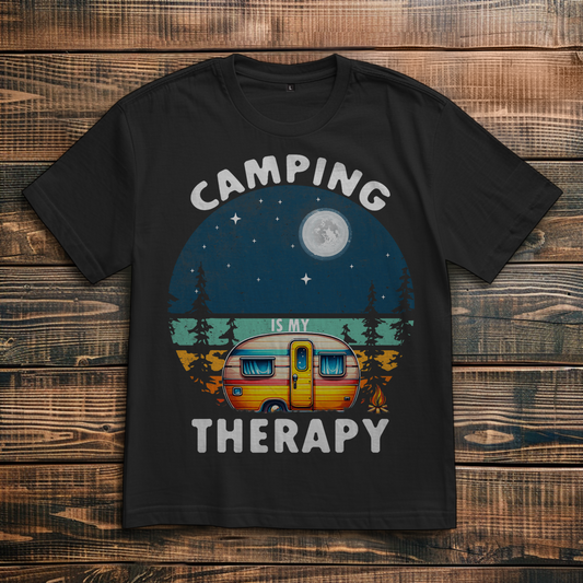 Oversize T-Shirt mit Motiv: Camping Therapie 2