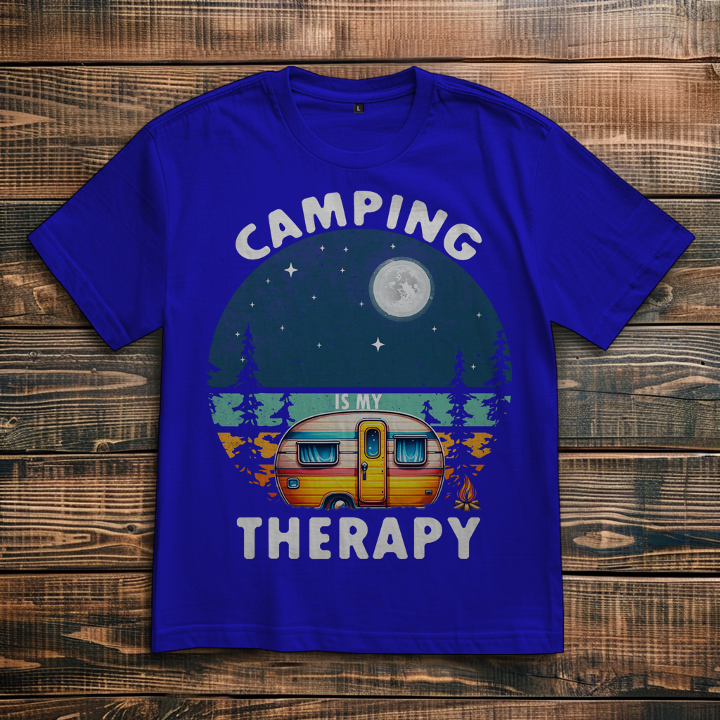 Oversize T-Shirt mit Motiv: Camping Therapie 2