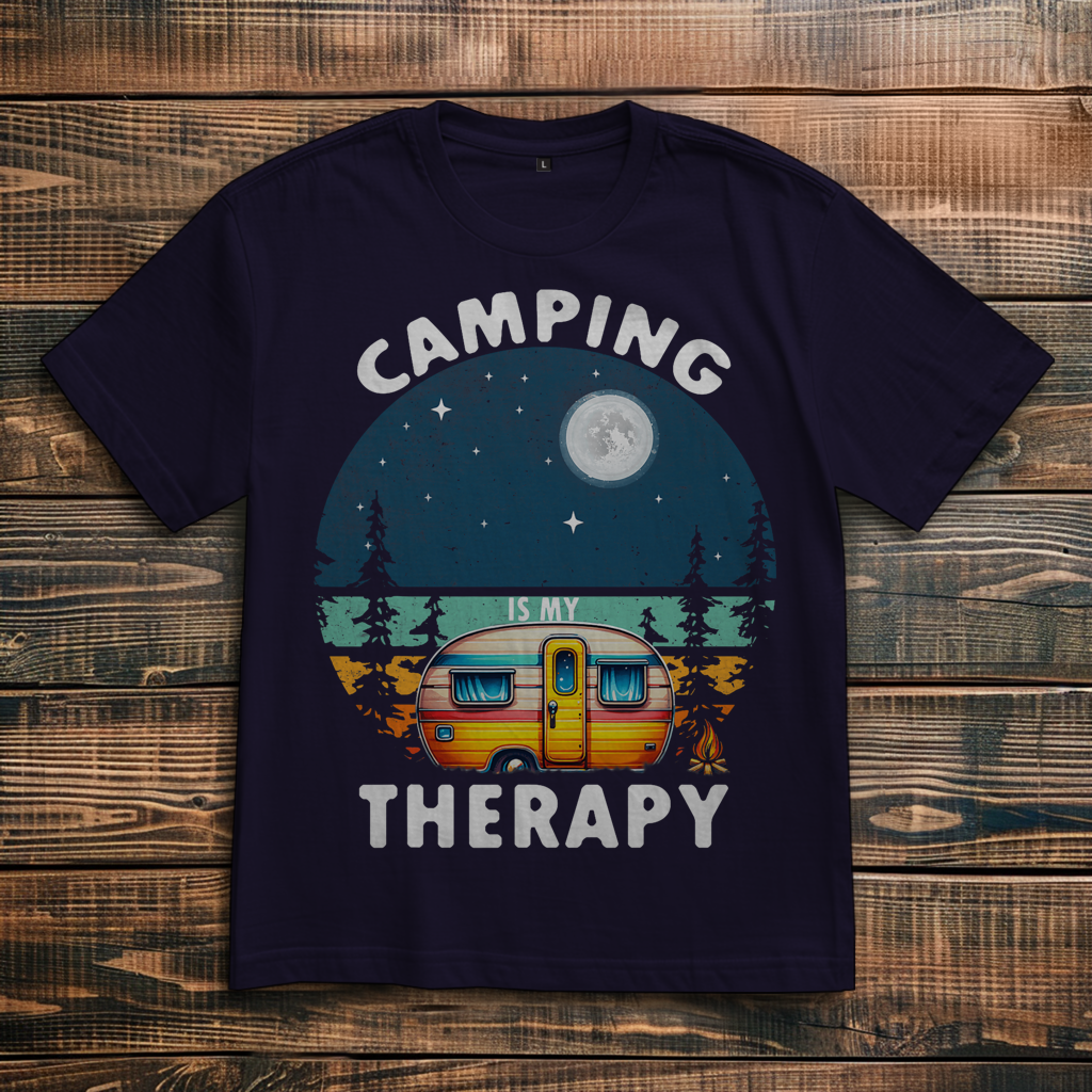Oversize T-Shirt mit Motiv: Camping Therapie 2