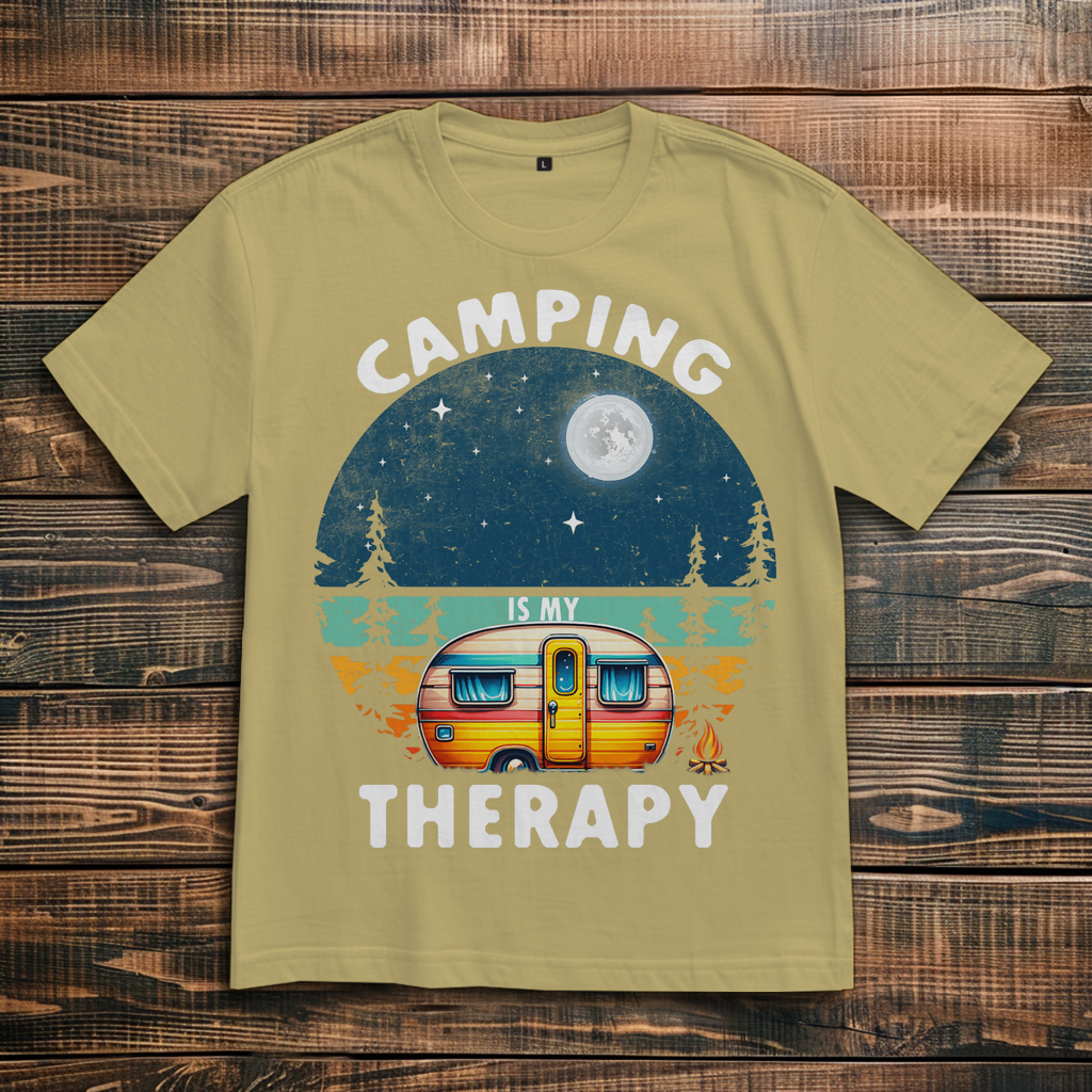 Oversize T-Shirt mit Motiv: Camping Therapie 2