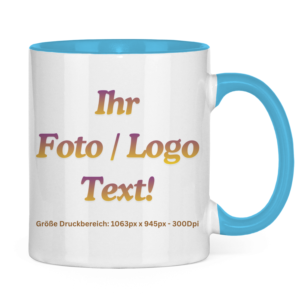Tasse zweifarbig mit ihrem Foto / Text