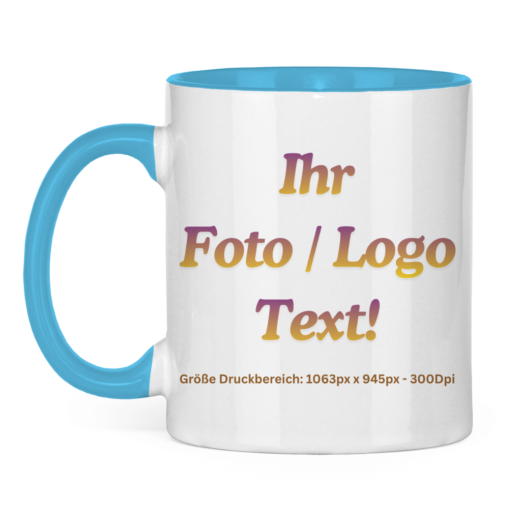 Tasse zweifarbig mit ihrem Foto / Text