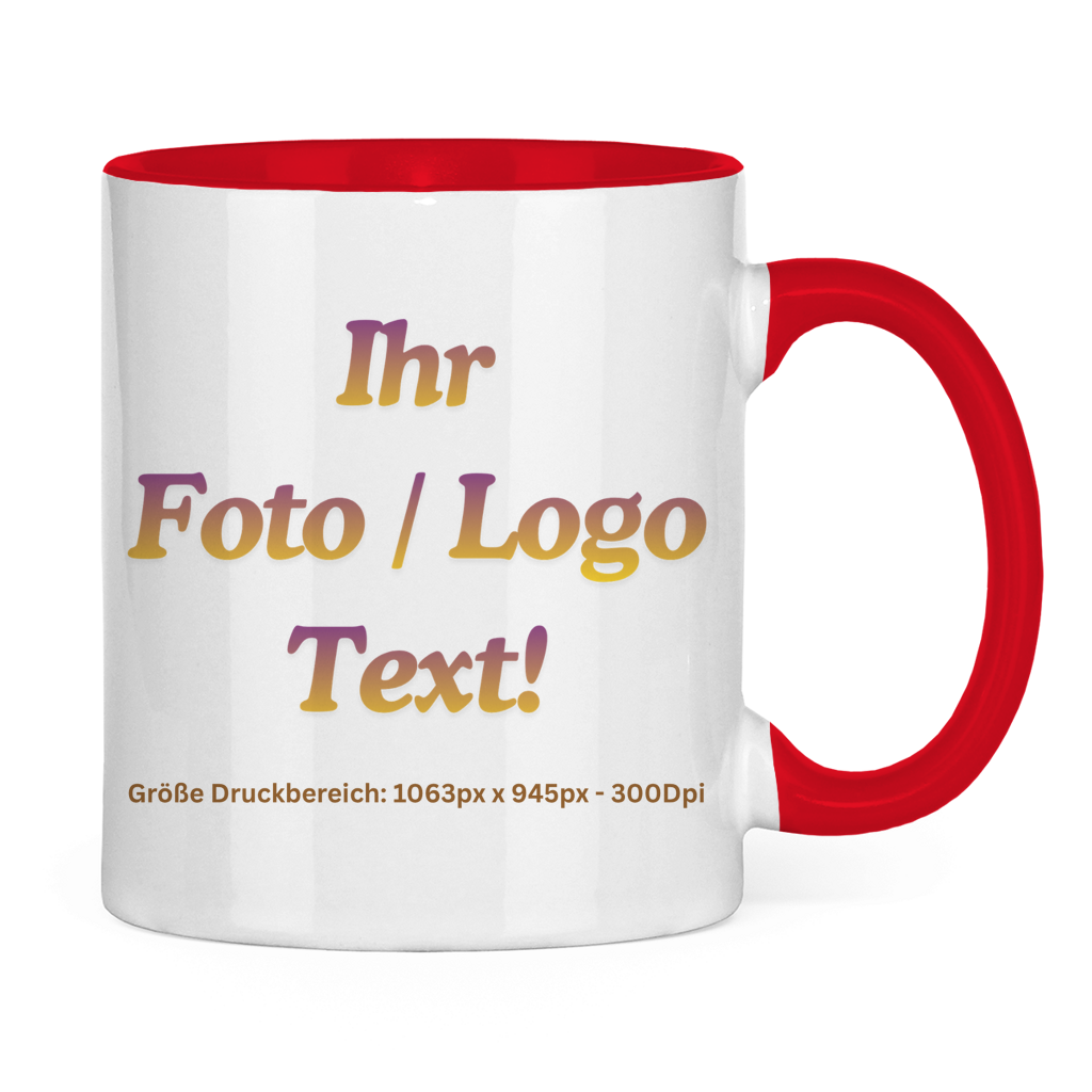 Tasse zweifarbig mit ihrem Foto / Text