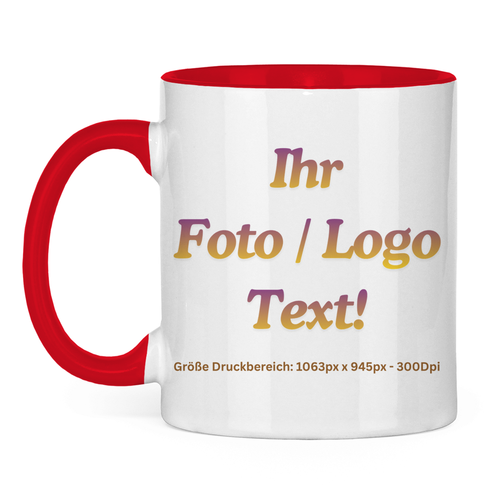 Tasse zweifarbig mit ihrem Foto / Text