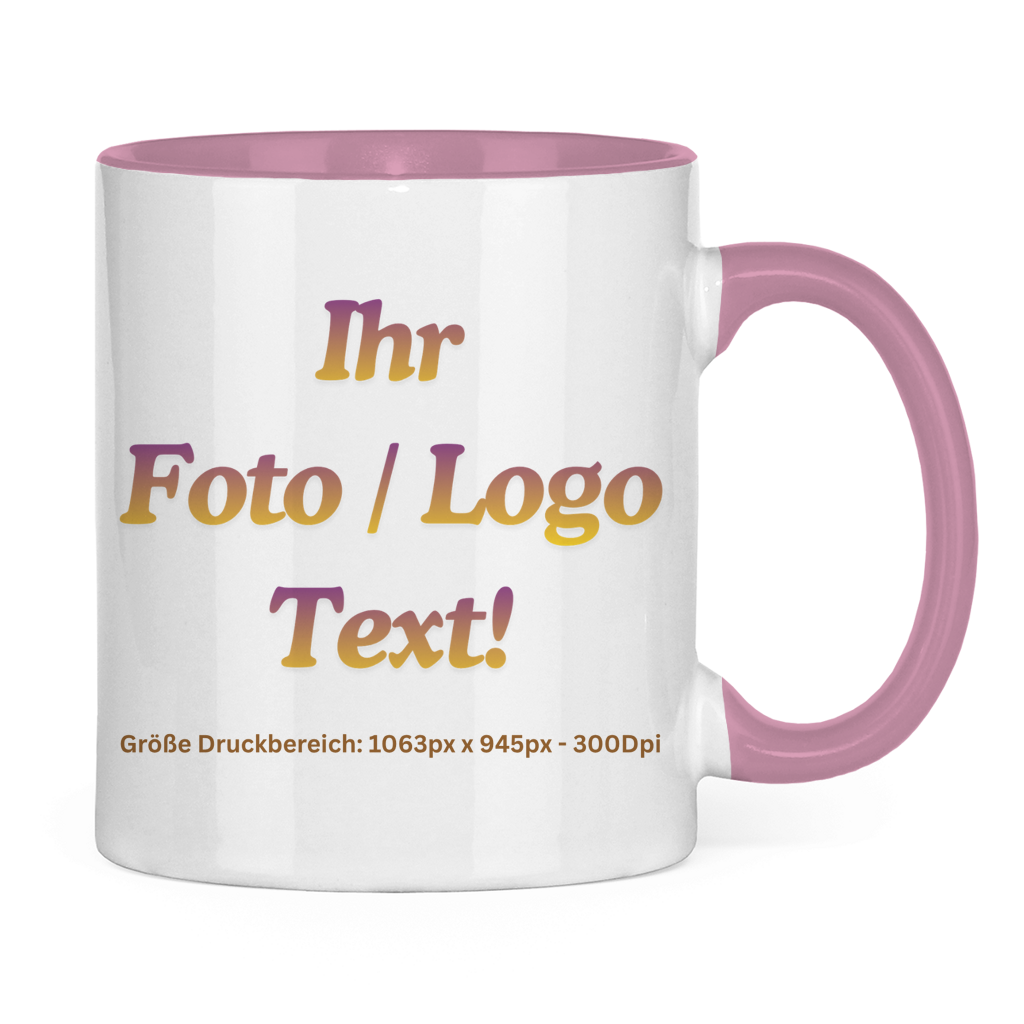 Tasse zweifarbig mit ihrem Foto / Text
