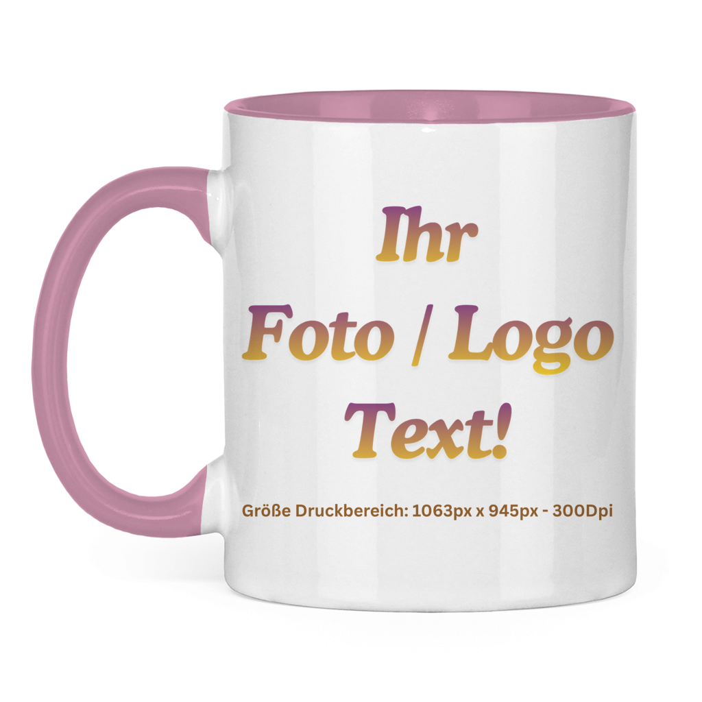Tasse zweifarbig mit ihrem Foto / Text