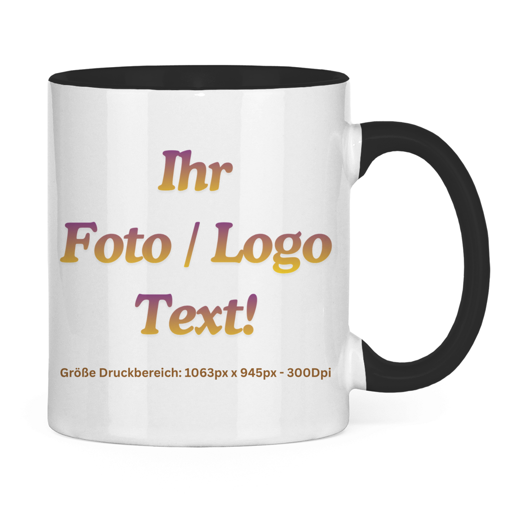 Tasse zweifarbig mit ihrem Foto / Text