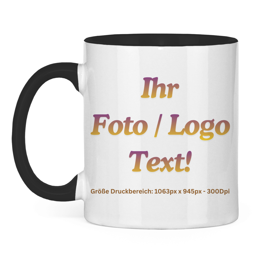 Tasse zweifarbig mit ihrem Foto / Text