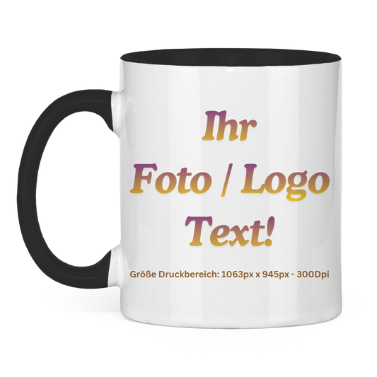 Tasse zweifarbig mit ihrem Foto / Text