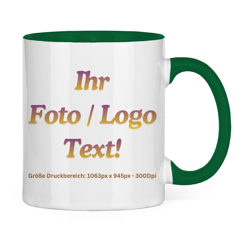 Tasse zweifarbig mit ihrem Foto / Text
