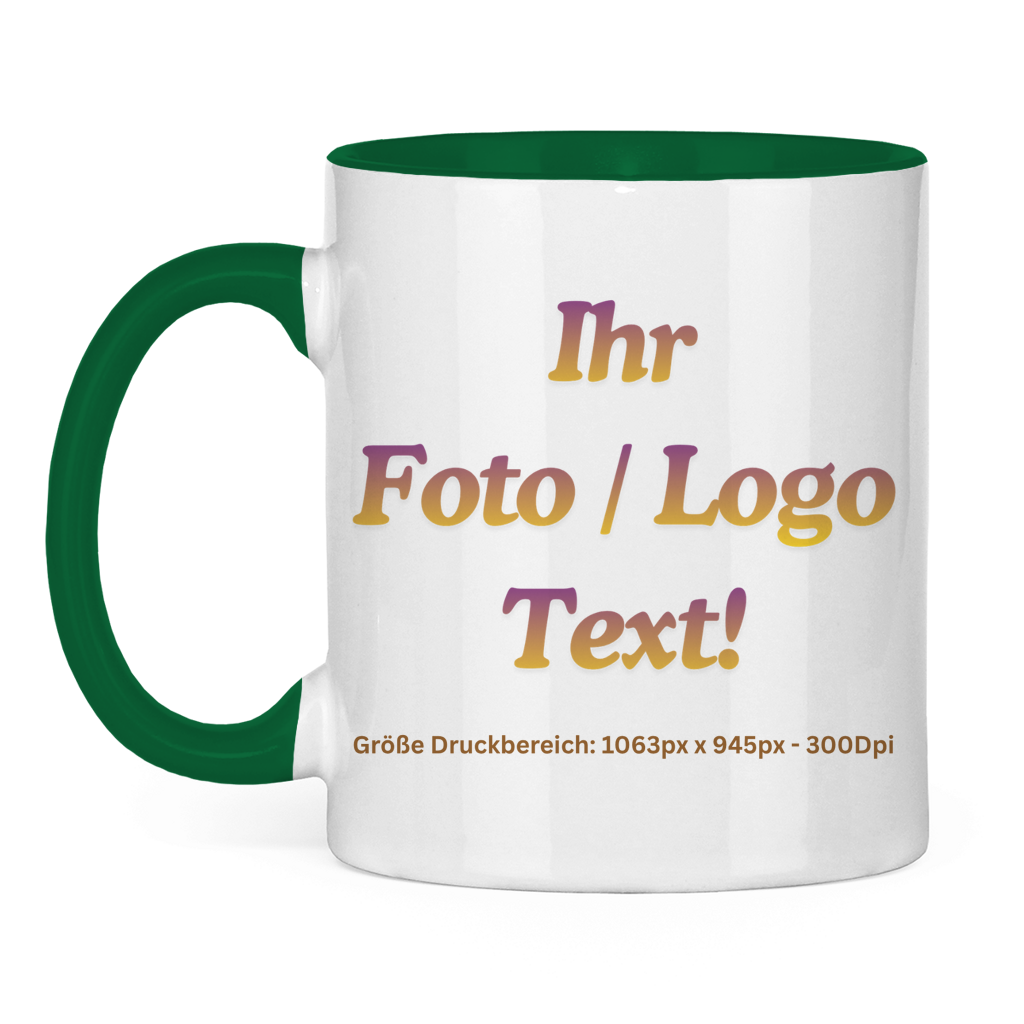 Tasse zweifarbig mit ihrem Foto / Text