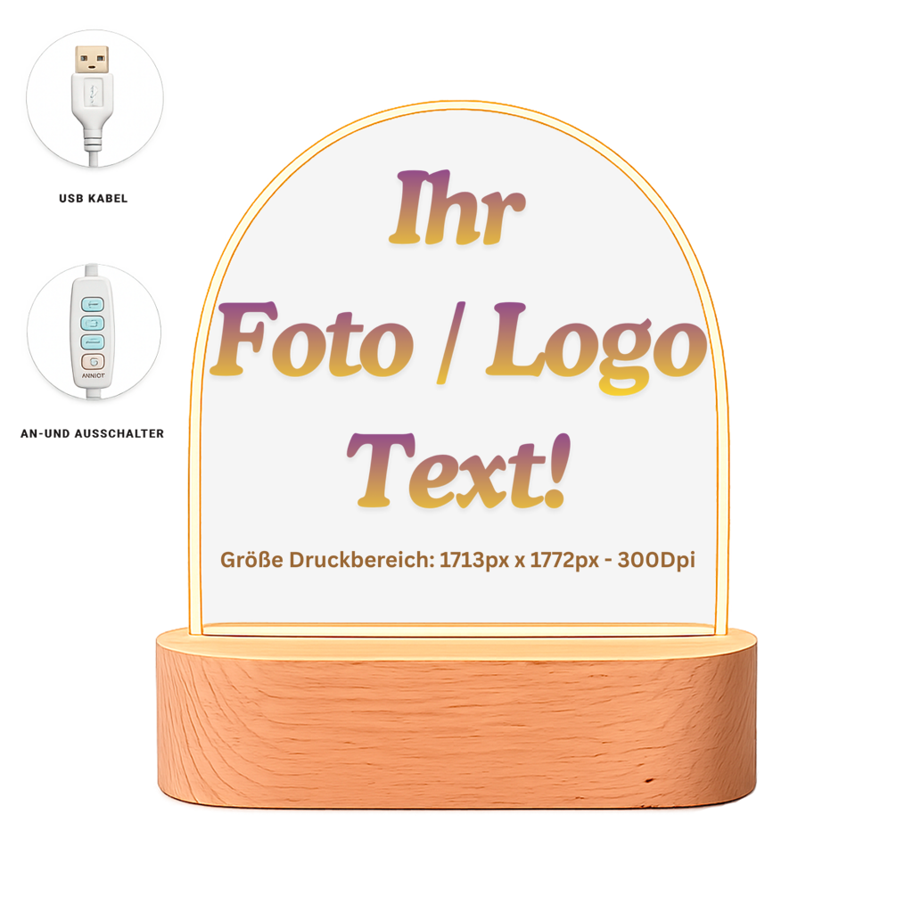Beleuchteter Bilderrahmen Oval mit ihrem Foto / Text