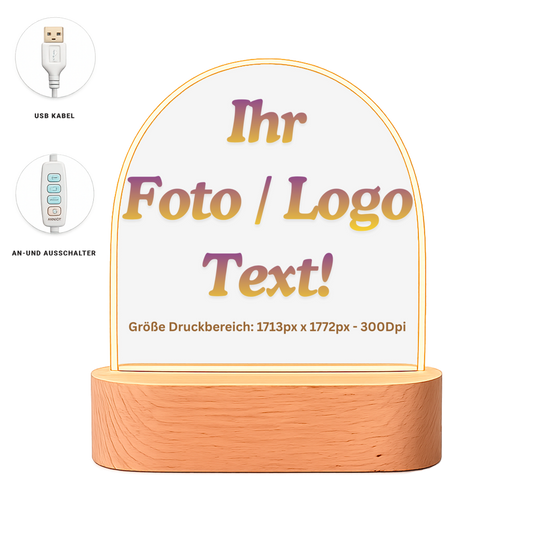 Beleuchteter Bilderrahmen Oval mit ihrem Foto / Text