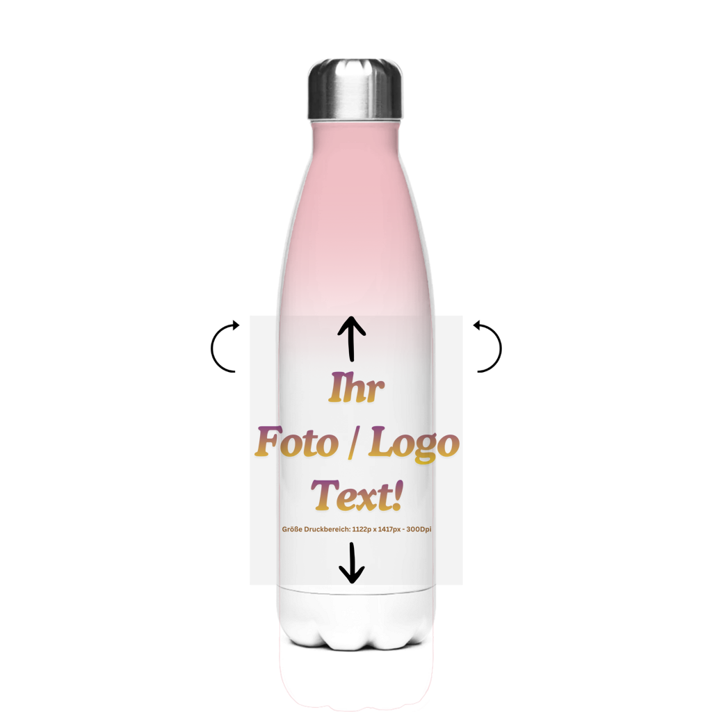 Edelstahl-Thermoflasche mit ihrem Foto / Text
