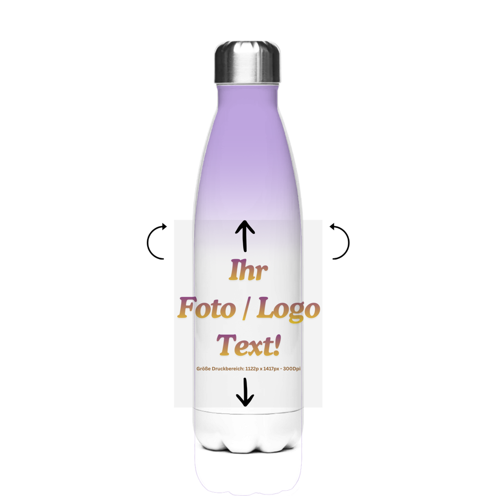 Edelstahl-Thermoflasche mit ihrem Foto / Text