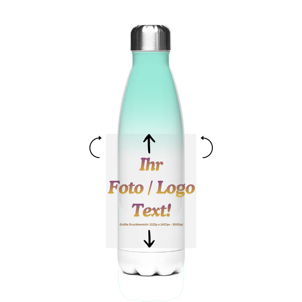 Edelstahl-Thermoflasche mit ihrem Foto / Text