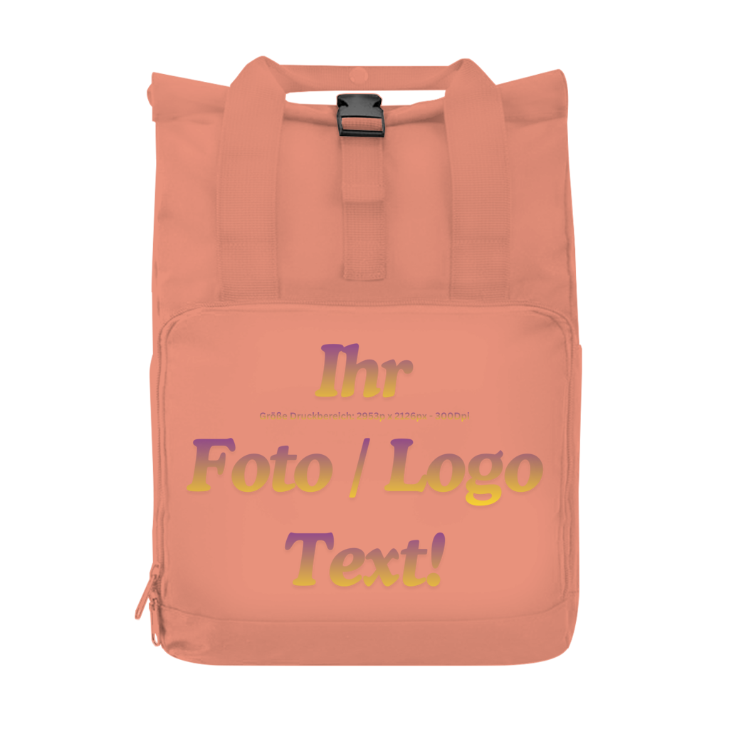 Rucksack mit Seitentasche mit ihrem Foto / Text