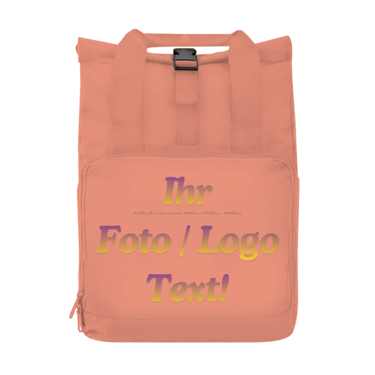 Rucksack mit Seitentasche mit ihrem Foto / Text