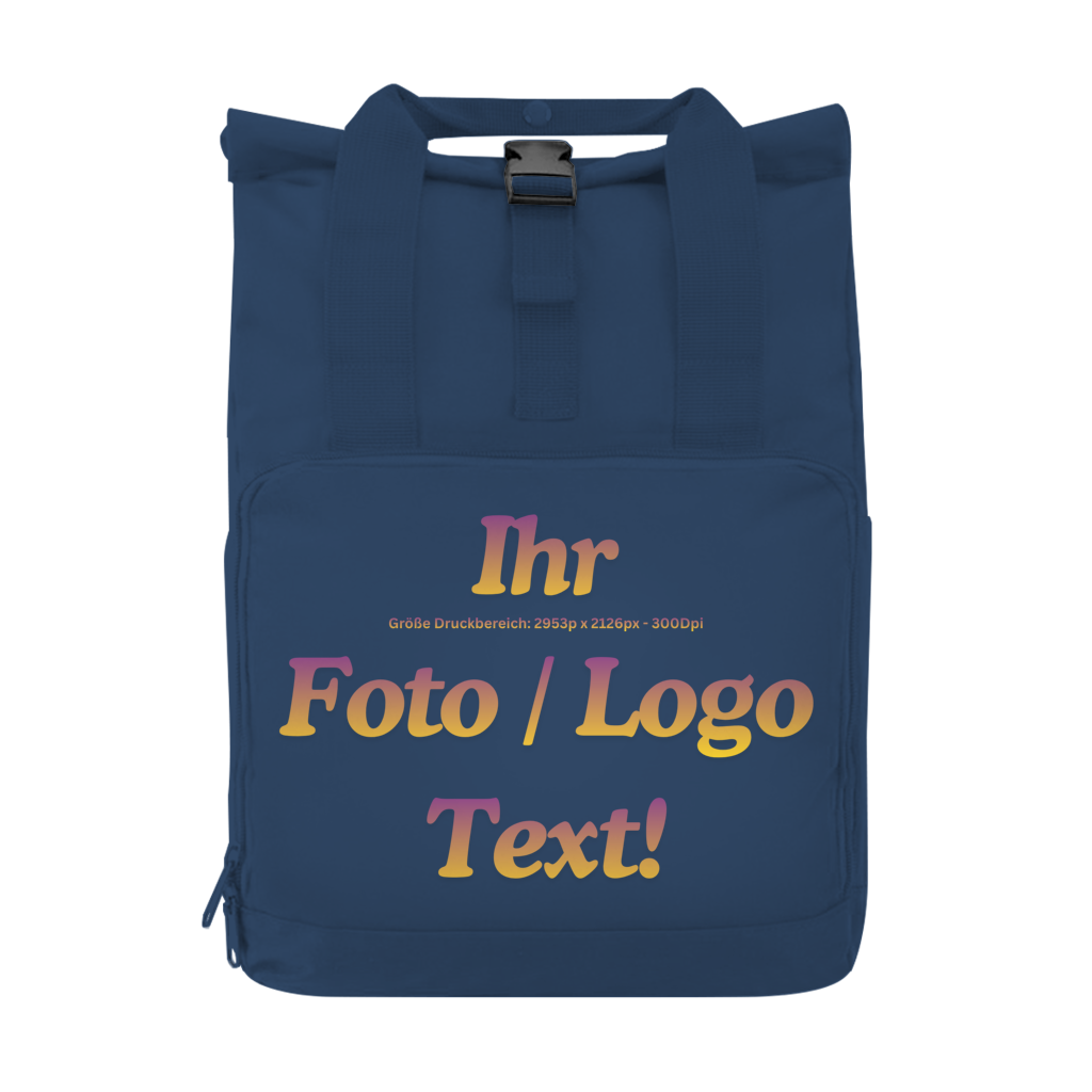 Rucksack mit Seitentasche mit ihrem Foto / Text