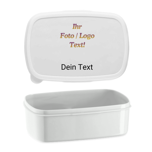 Lunchbox mit ihrem Foto / Text
