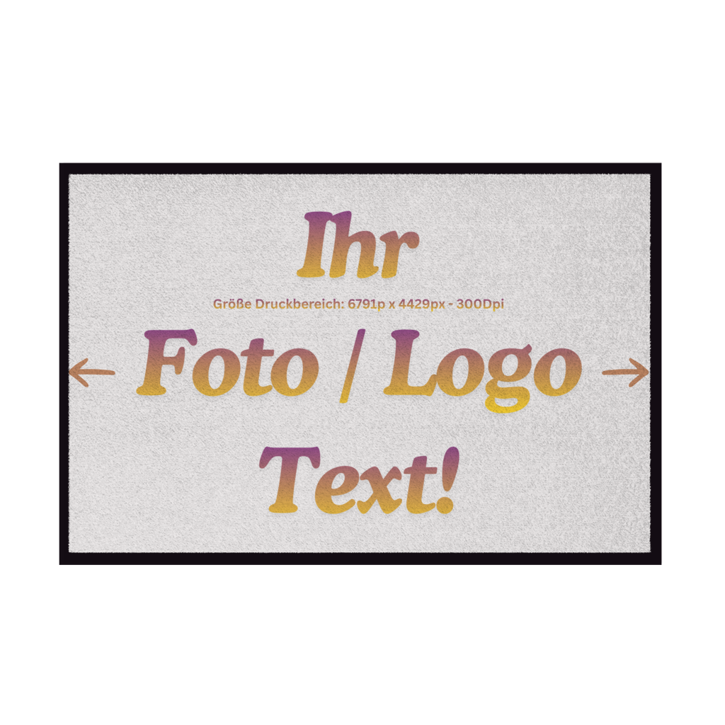 Fußmatte mit Gummirand mit ihrem Foto / Text