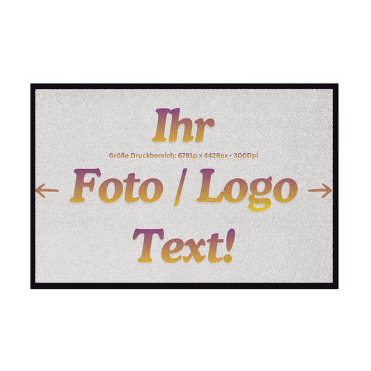Fußmatte mit Gummirand mit ihrem Foto / Text