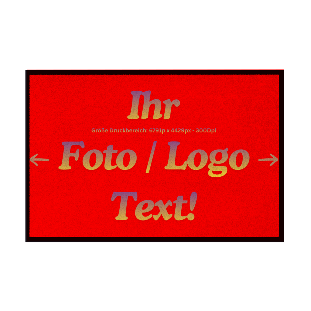 Fußmatte mit Gummirand mit ihrem Foto / Text