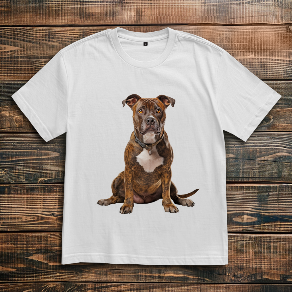 Oversize T-Shirt mit Motiv: American-Staffordshire-Terrier