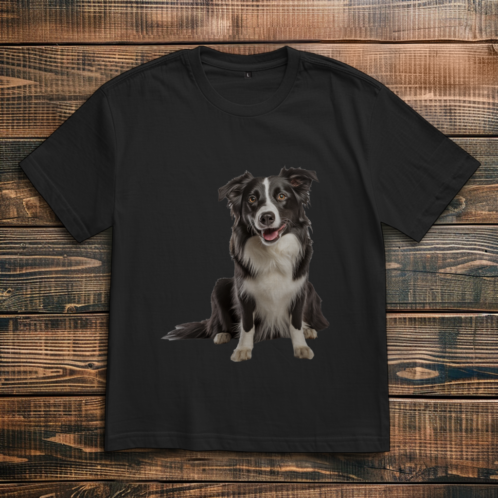 Oversize T-Shirt mit Motiv: Border-Collie