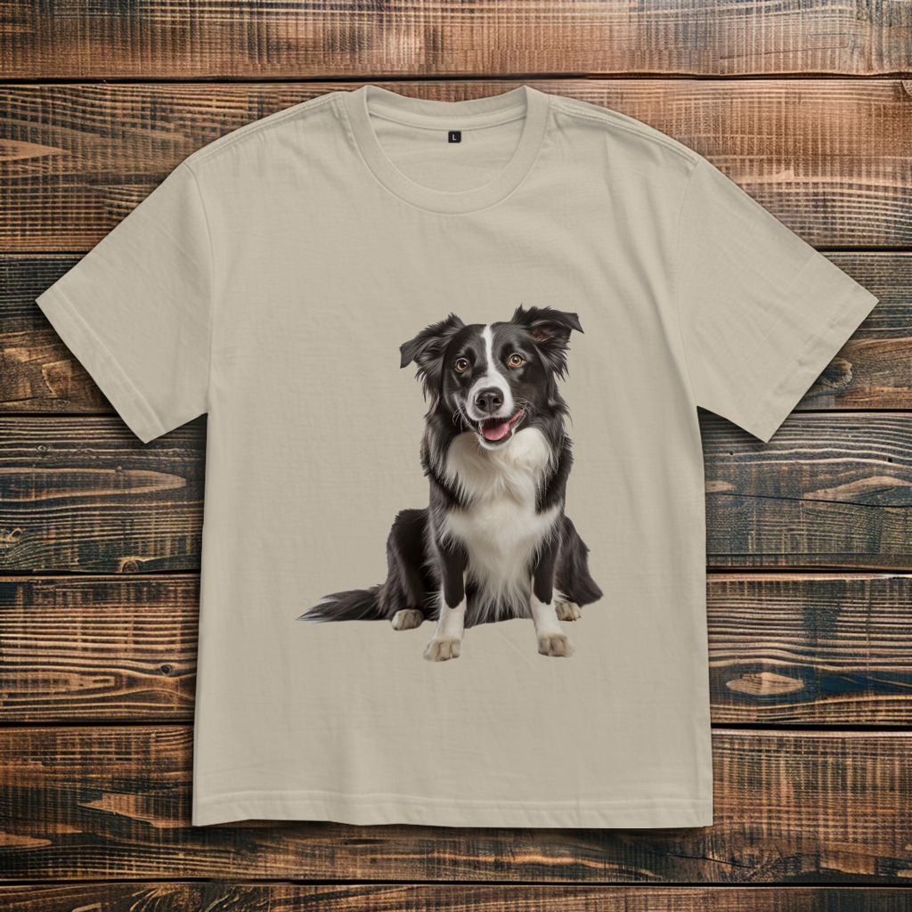 Oversize T-Shirt mit Motiv: Border-Collie