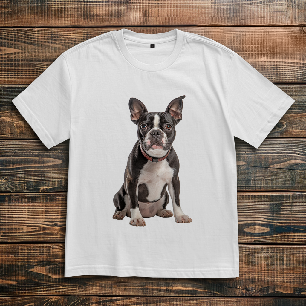 Oversize T-Shirtmit Motiv:  Boston-Terrier