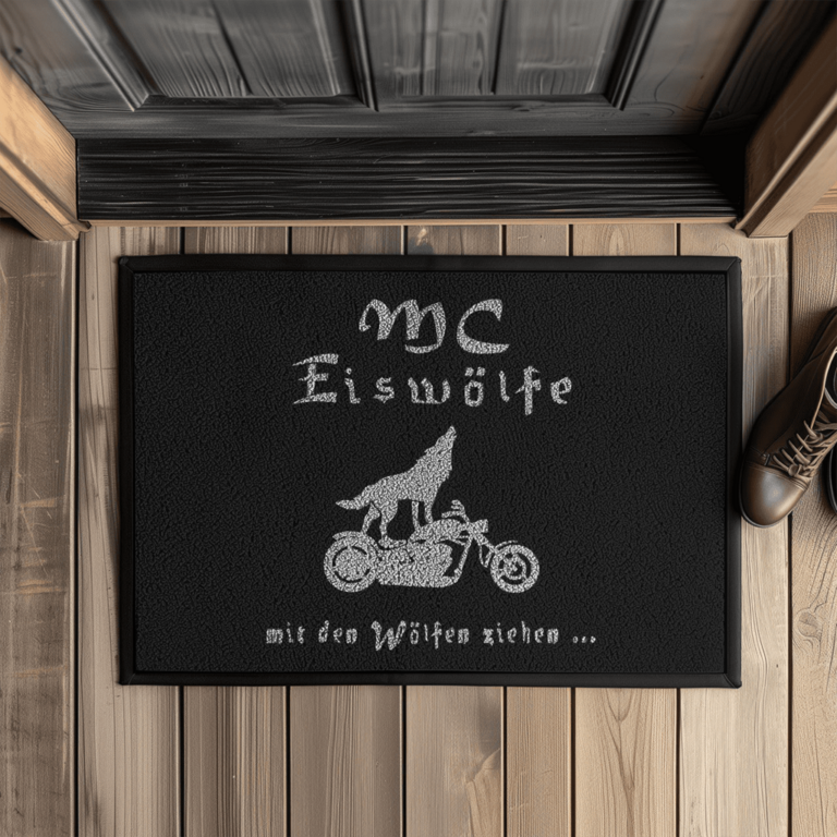 Fußmatte „MC Eiswölfe Merzig – Mit den Wölfen ziehen“ – Willkommen im Rudel