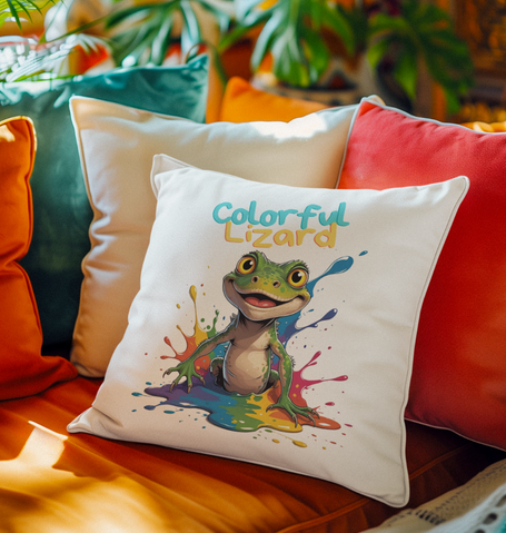 Kissen „Colorful Lizard“ – Farbtupfer für dein Zuhause