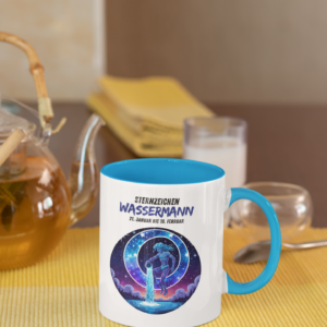 Keramiktasse zweifarbig – Sternzeichen Wassermann