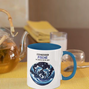 Keramiktasse zweifarbig – Sternzeichen Fische