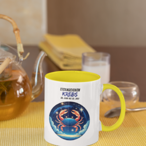 Keramiktasse zweifarbig Sternzeichen Krebs – Emotional, intuitiv & einzigartig