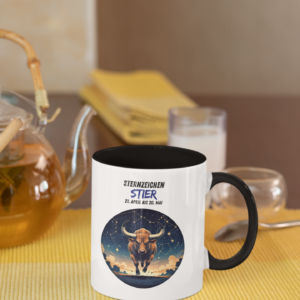 Keramiktasse zweifarbig – Sternzeichen Stier
