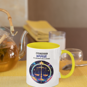 Keramiktasse zweifarbig – Sternzeichen Waage