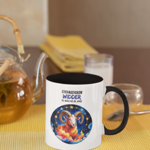 Keramiktasse zweifarbig – Sternzeichen Widder