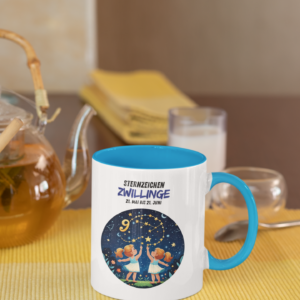 Keramiktasse zweifarbig – Sternzeichen Zwillinge