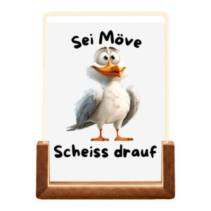 Beleuchteter Bilderrahmen Möve mit Motiv: scheiss drauf