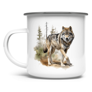 Emaille Tasse Wolf mit Motiv: Wolf5
