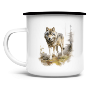 Emaille Tasse Wolf mit Motiv: Wolf4