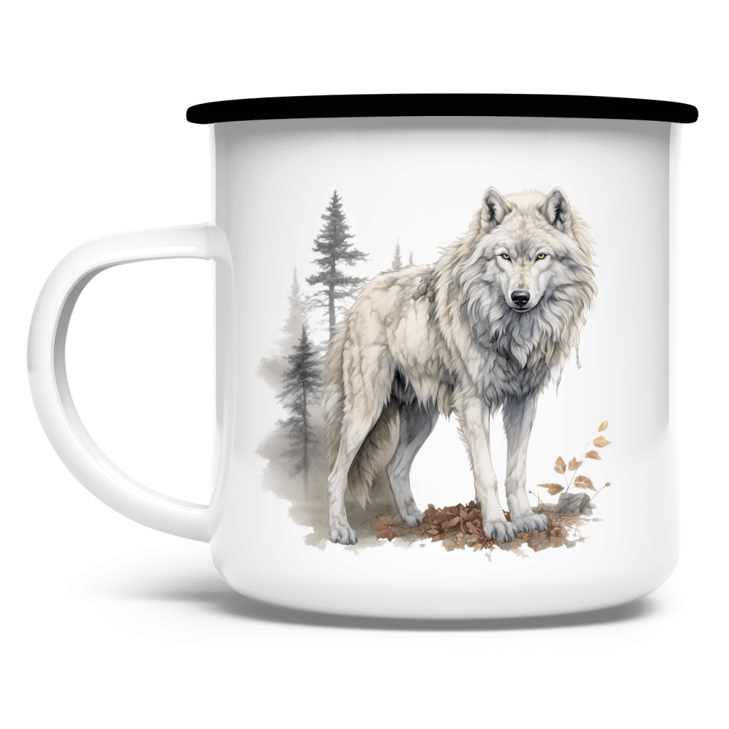 Emaille Tasse Wolf mit Motiv: Wolf1