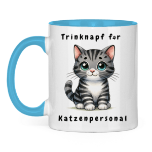 Tasse zweifarbig mit Katzen Motiv: Katzenpersonal