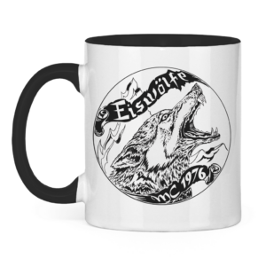 Tasse zweifarbig MC Eiswölfe mit Motiv: Moonwolf