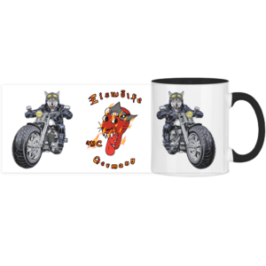 Panorama Tasse MC Eiswölfe mit Motiv: Wolfbiker