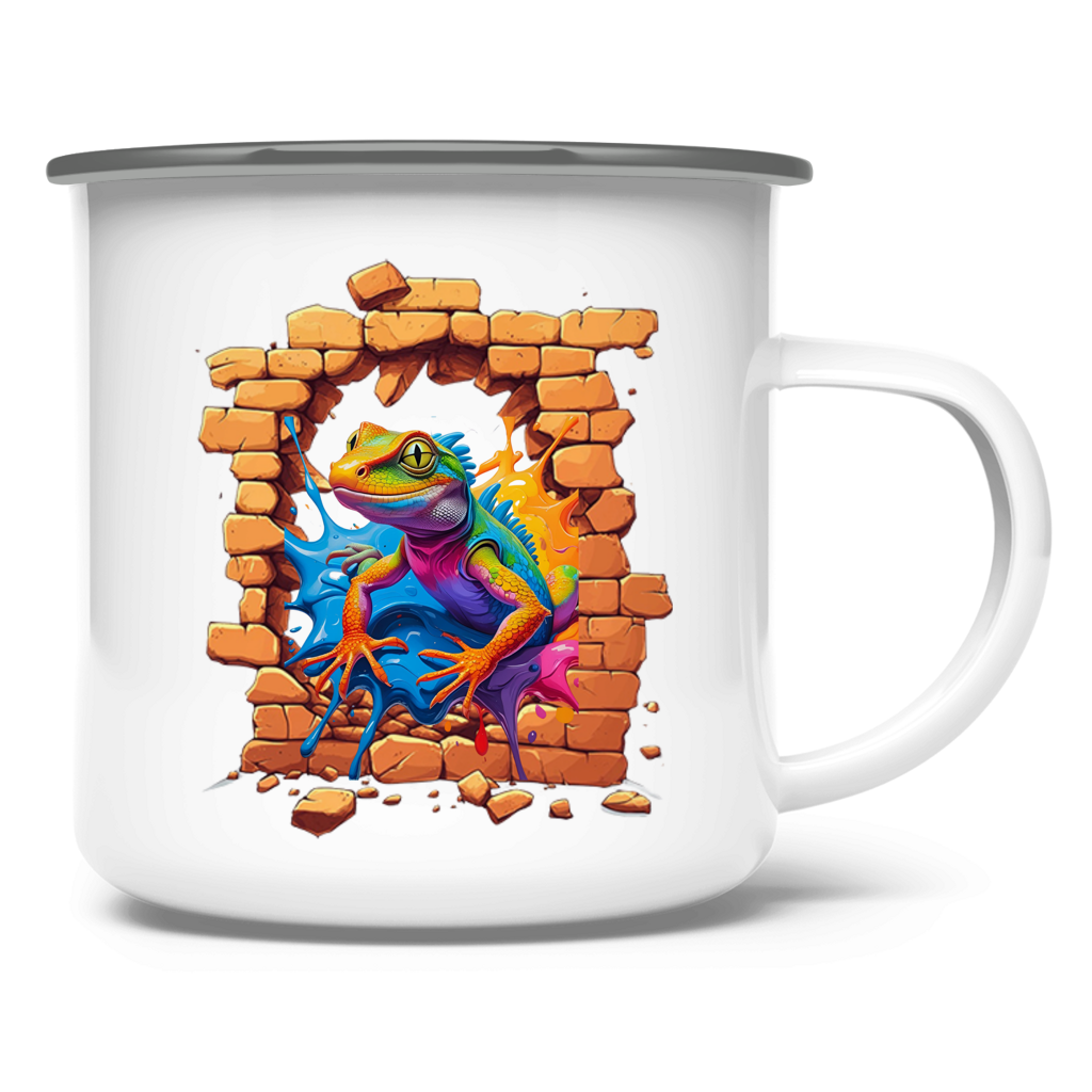 Emaille Tasse Stonebreak-Eidechse-Color – Bild 2