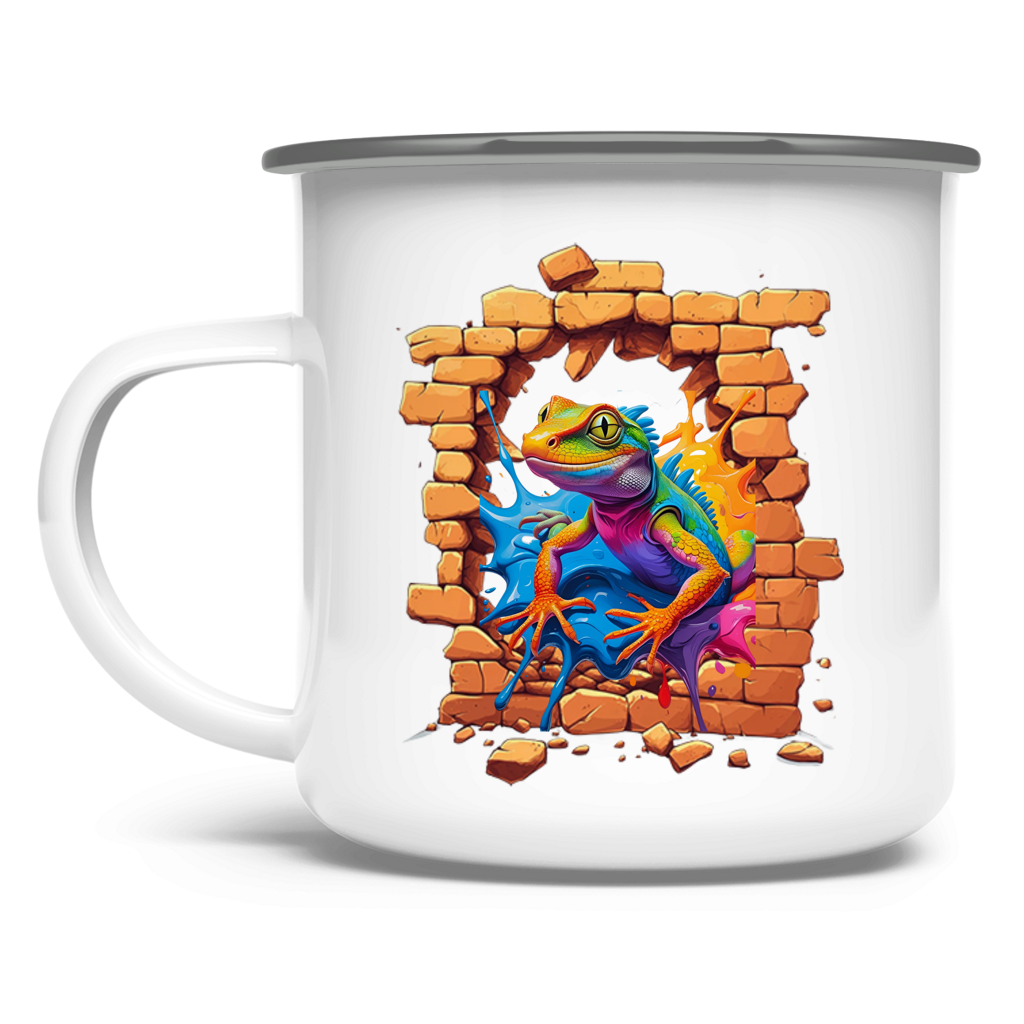 Emaille Tasse Stonebreak-Eidechse-Color