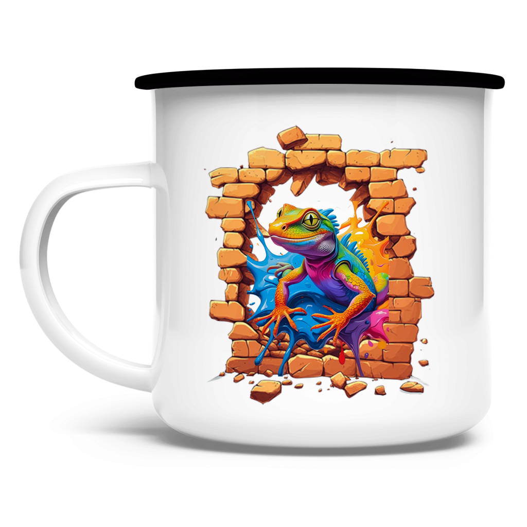 Emaille Tasse Stonebreak-Eidechse-Color – Bild 3